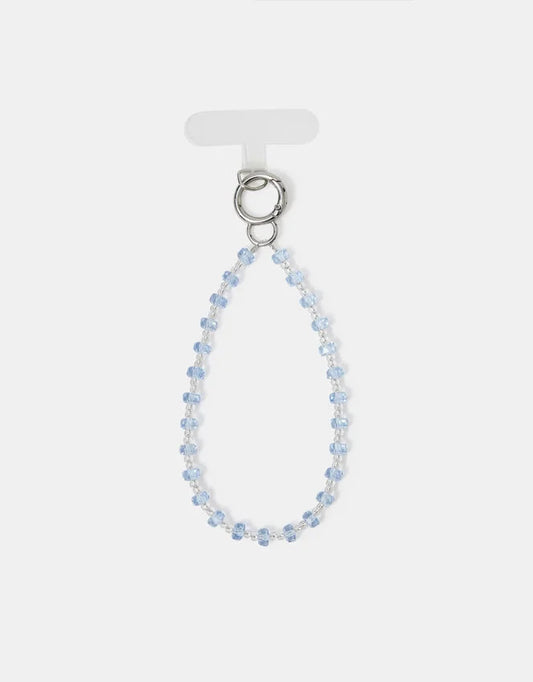 Beaded Wrist Phone Strap Blue