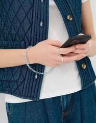 Beaded Wrist Phone Strap Blue