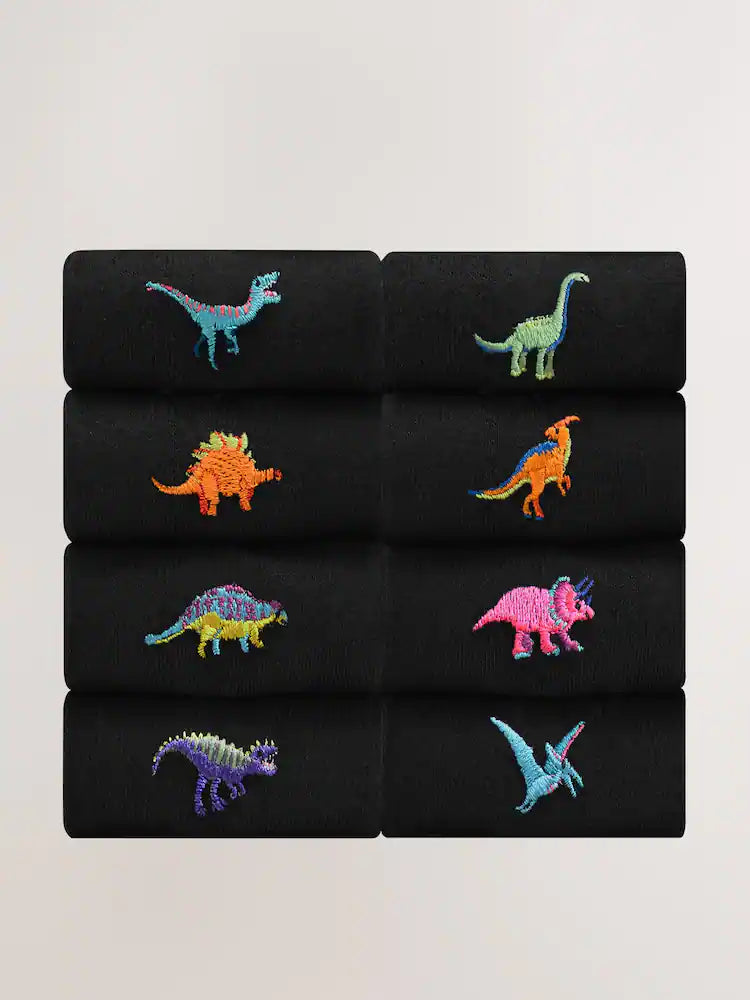 Bright Dinosaur Fun Socks 8 Pack
