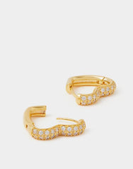 14ct Gold-Plated Diamanté Heart Hoop Earrings