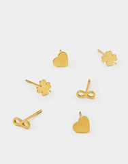 3-Pack Stainless Steel Charm Stud Earrings