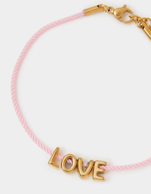 Stainless Steel Love Charm Cord Bracelet