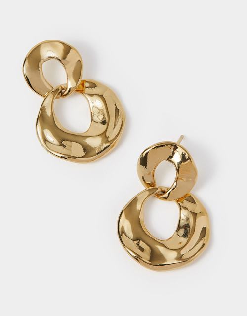 14ct Gold-Plated Round Link Drop Earrings