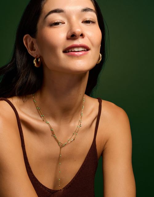 Stainless Steel Chunky Ridge Hoop Earrings