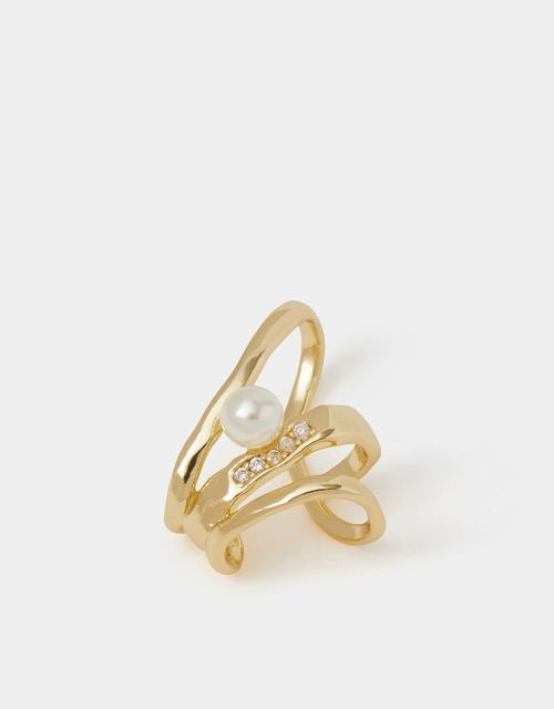 14ct Gold-Plated Pearl Earrings Cuff