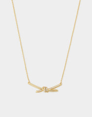14ct Gold-Plated Diamanté Knot Necklace