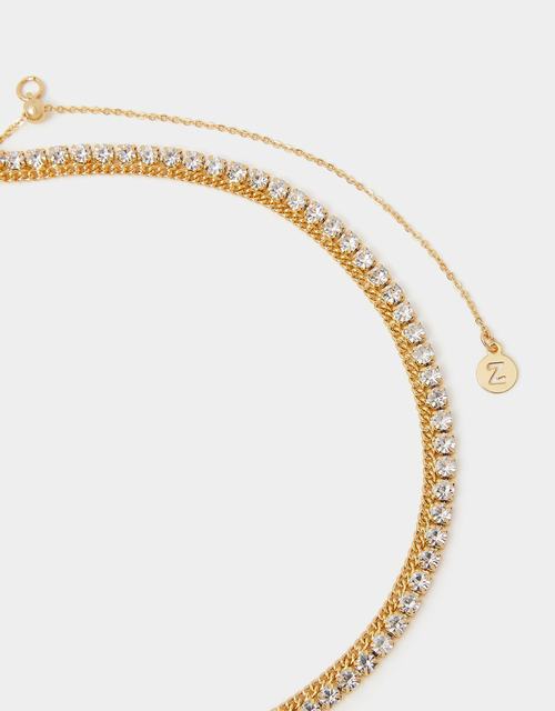 14ct Gold-Plated Diamanté Choker Necklace