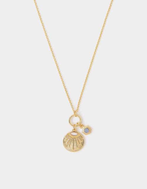 14ct Gold-Plated Sun Disc Pendant Necklace