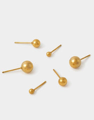 3-Pack Stainless Steel Ball Stud Earrings