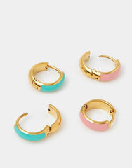 2-Pack Stainless Steel Enamel Hoop Earrings