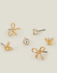 3-Pack Butterfly Bow Stud Earrings