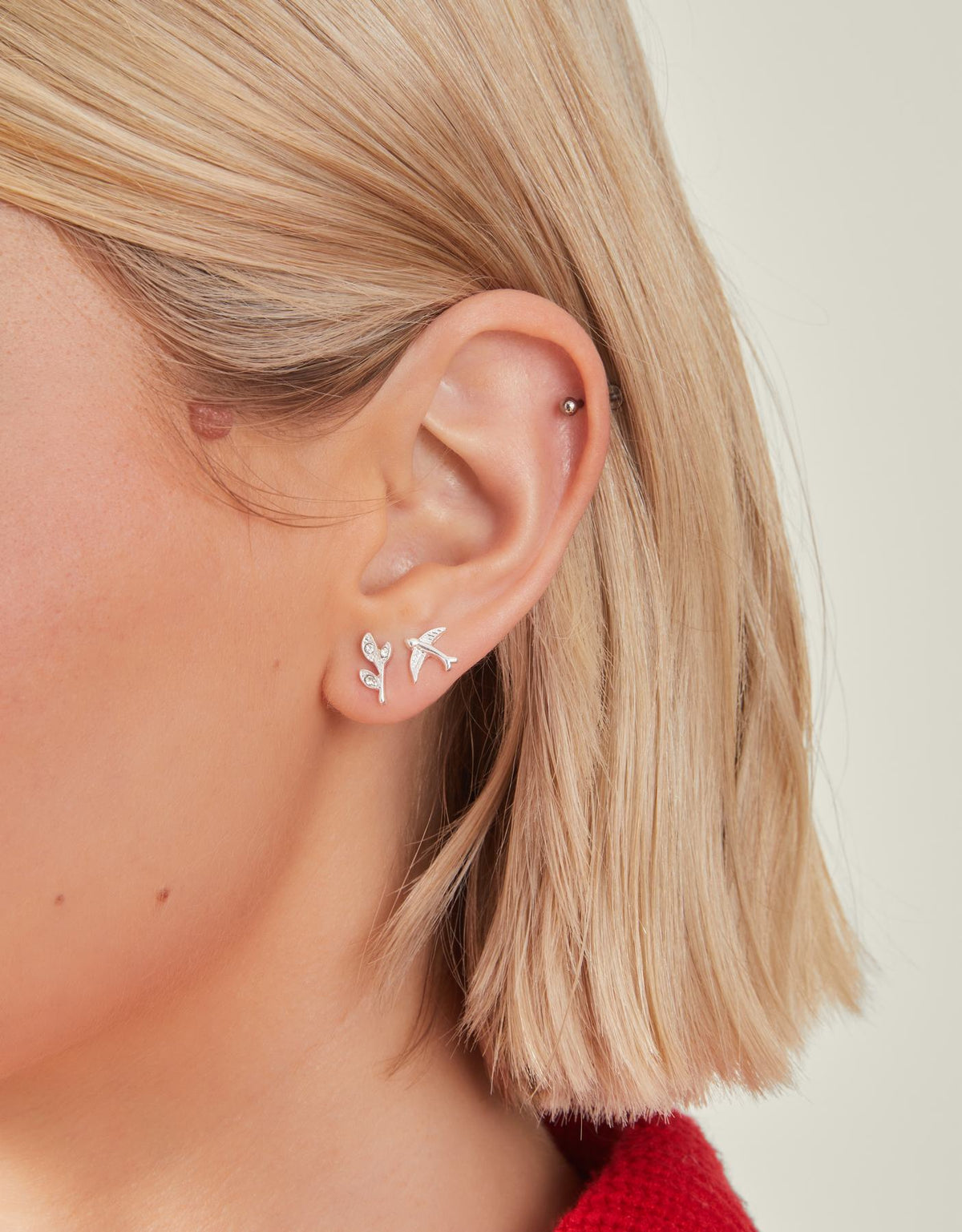 3-Pack Swallow Stud Earrings Silver