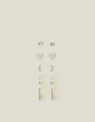 10-Pack Diamante Star Stud and Hoop Earrings