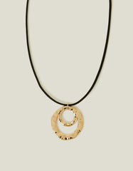 Circle Pendant Cord Necklace