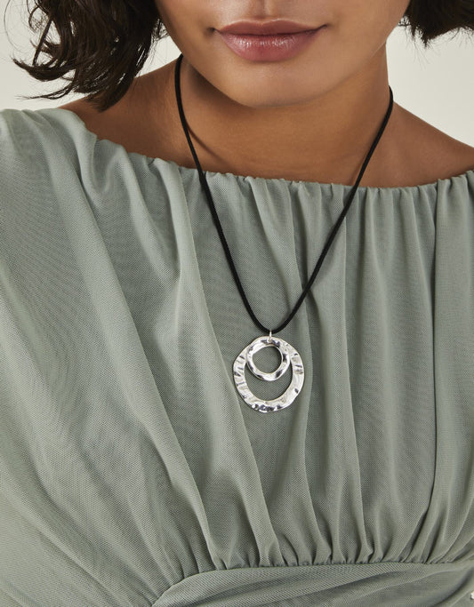 Circle Pendant Cord Necklace