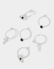 3-Pack Evil Eye Charm Hoop Earrings