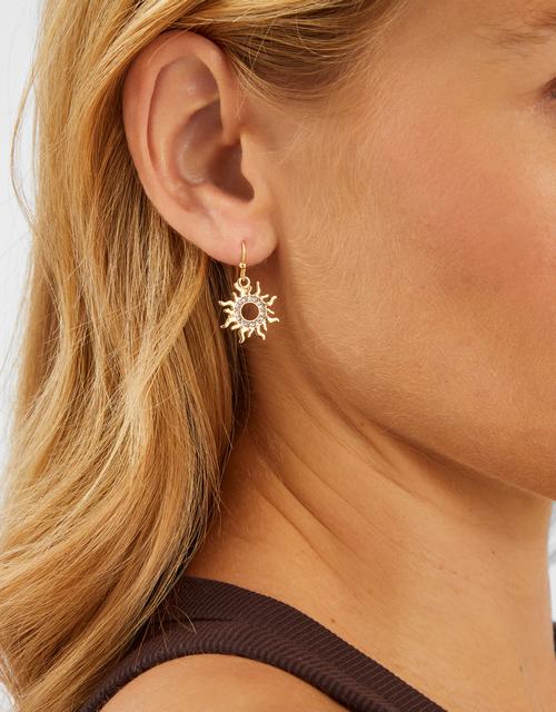 Sun Charm Drop Earrings
