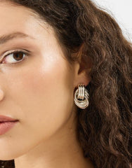 Triple Link Knot Drop Earrings - Silver
