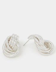 Triple Link Knot Drop Earrings - Silver