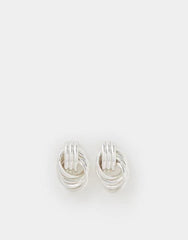 Triple Link Knot Drop Earrings - Silver