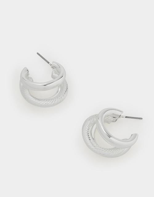 Triple Hoop Earrings - Silver