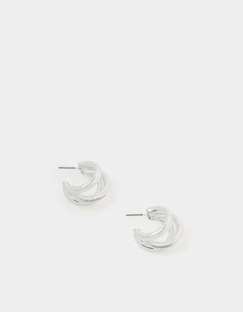 Triple Hoop Earrings - Silver