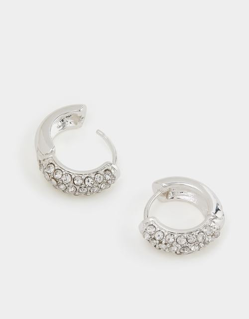 Diamanté Huggie Hoop Earrings