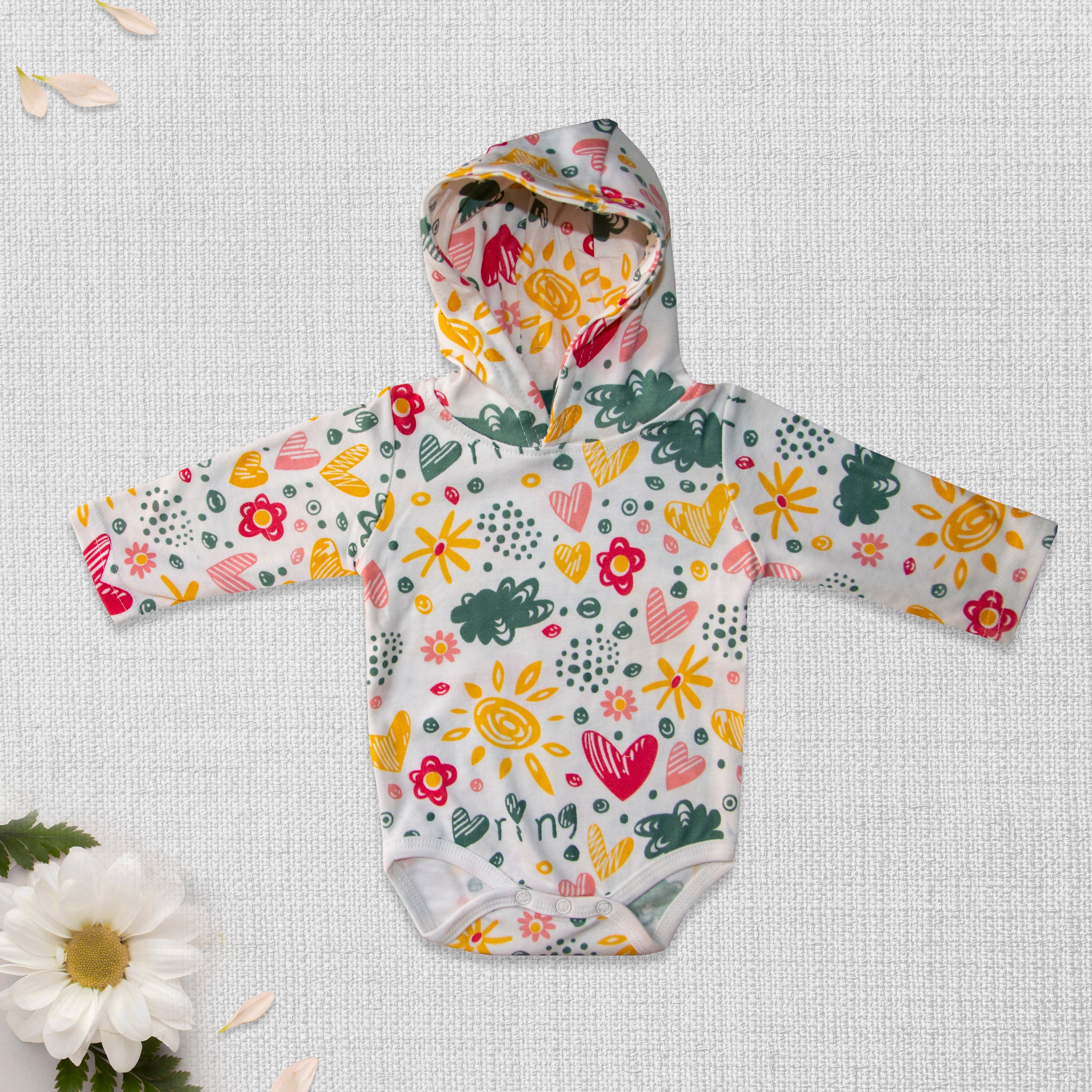 Colorful Hearts Hooded Bodysuit | Suits & Sets | The nest clothing