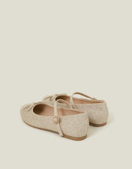 Glitter Bow Ballerina Flats Gold