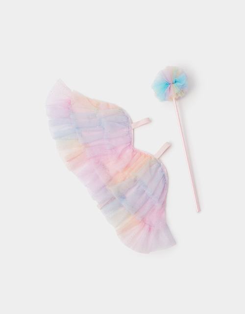 Girls Ombré Frill Fairy Wings & Wand Set
