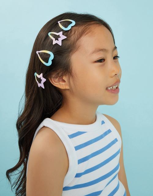 4-Pack Girls Rainbow Heart & Star Hair Clips