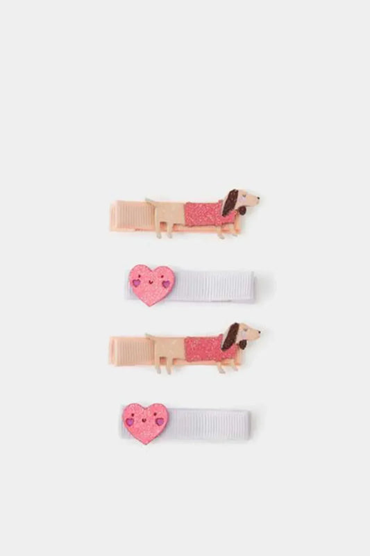 4-Pack Girls Sausage Dog Hair Clips