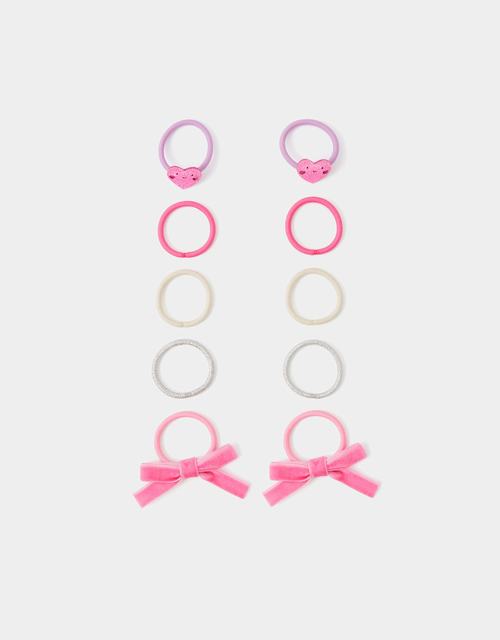 10-Pack Girls Bow & Heart Hair Bands