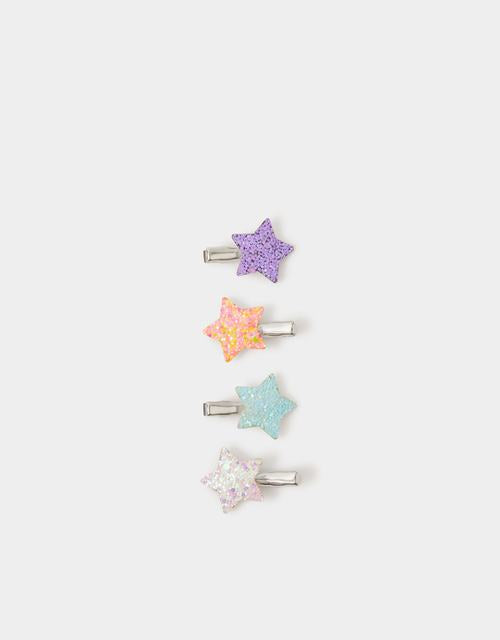 4-Pack Girls Glitter Star Hair Clips