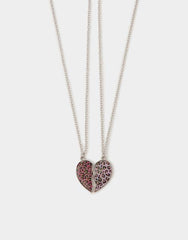2-Pack Girls Leopard Print Heart Friendship Necklaces