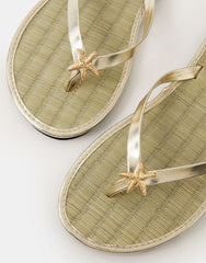 Starfish Metallic Seagrass Flip Flops Gold