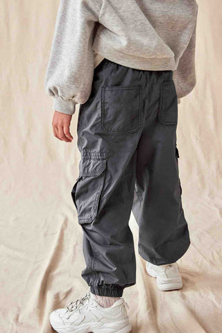 Charcoal Grey 100% Cotton Parachute Cargo Trousers