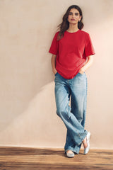 Red Heavyweight Short Sleeve Crew Neck T-Shirt