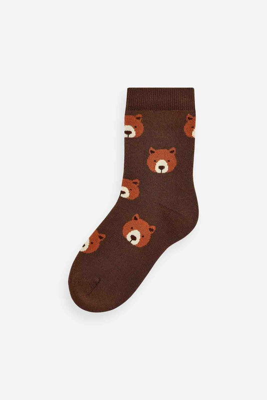 Bear Stripe Cosy Terry Cotton Rich Socks 5 Pack