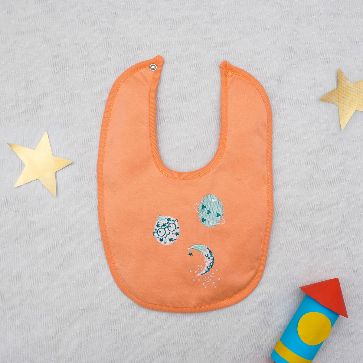 Peachy Moons Bib | Bibs & Towels | The nest clothing