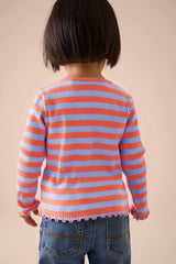 Orange/Purple Stripe Rib Long Sleeve T-Shirt