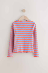 Orange/Purple Stripe Rib Long Sleeve T-Shirt