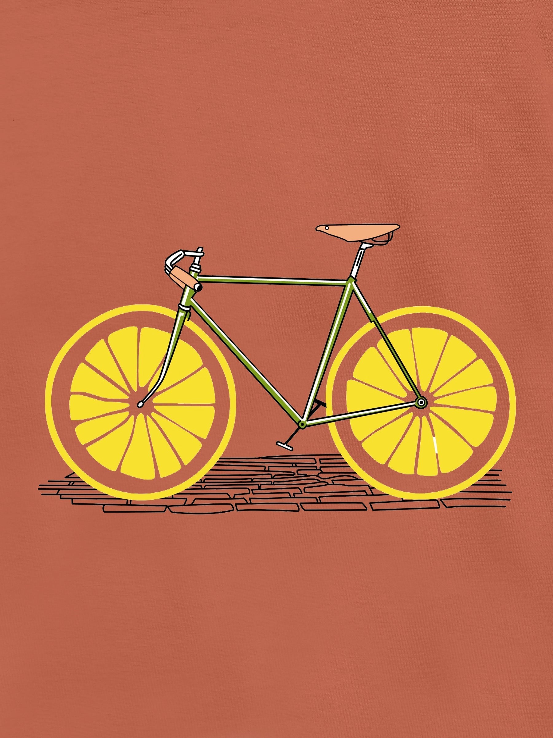 Rusty Orange 'Bicycle' Printed Casual T-Shirt Brumano Pakistan