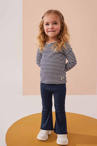 Navy Rib Flare Leggings