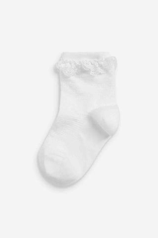 White 5 Pack Cotton Rich Ruffle Ankle Socks