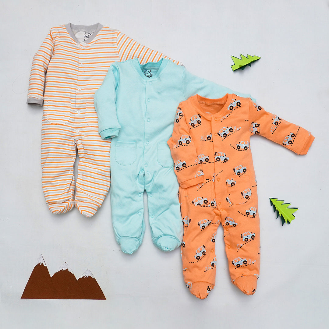 HIKE UP A MOUNTAIN SLEEPING SUIT 3pcs pack | Suits & Sets | The nest clothing