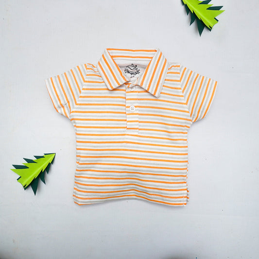 Orange Stripes Collar Shirt