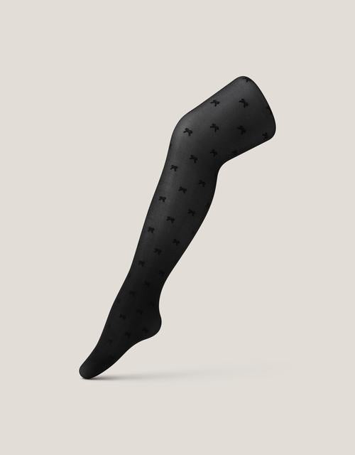 Semi-Sheer Bow Tights Black
