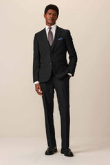 Black Slim Fit Textured Suit Trousers