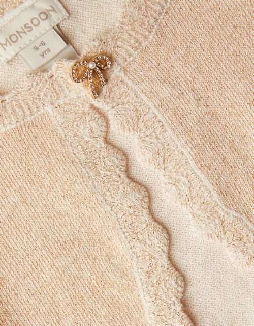 Maeve Bow Button Cardigan Gold